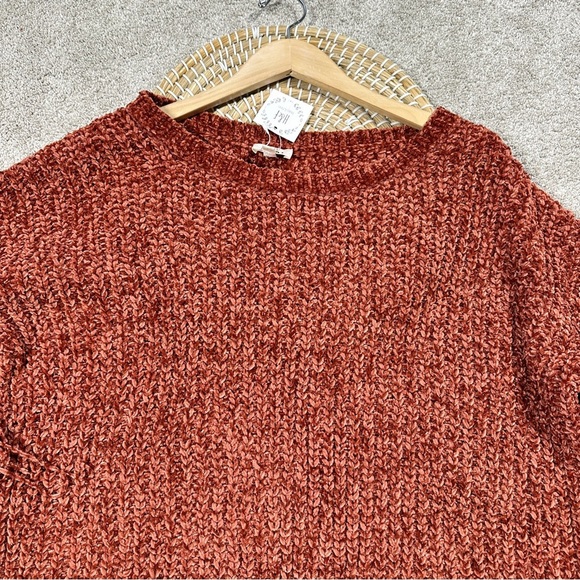 NWT BiBi Chenille Fringe Longsleeve Sweater Boho Western in Vintage Brick XL - Picture 6 of 14